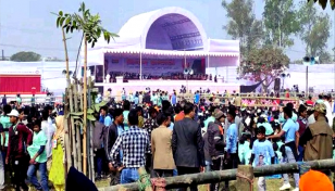 দেশাত্মবোধক গানে আওয়ামী লীগের জনসভা শুরু