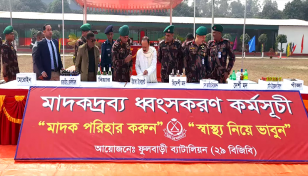 দিনাজপুরে দুই কোটি টাকার ভারতীয় মাদক ধ্বংস