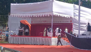 রংপুরের জনসভা মঞ্চে প্রধানমন্ত্রী