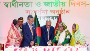 বঙ্গভবনে সংবর্ধনা অনুষ্ঠানে প্রধানমন্ত্রী ও নবনির্বাচিত রাষ্ট্রপতি