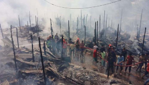 থানচি বাজারে ভয়াবহ আগুনে অর্ধশতাধিক দোকান পুড়ে ছাই