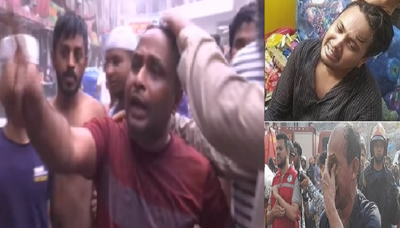 চোখের সামনে পুড়ছে দোকান, কাঁদছেন ব্যবসায়ীরা