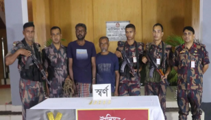 ঝিনাইদহ সীমান্তে ২০টি স্বর্ণের বার জব্দ, গ্রেপ্তার ২