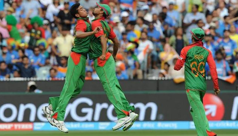 Captain masrafi and taskin ahamed celebrate the enjoying moment in