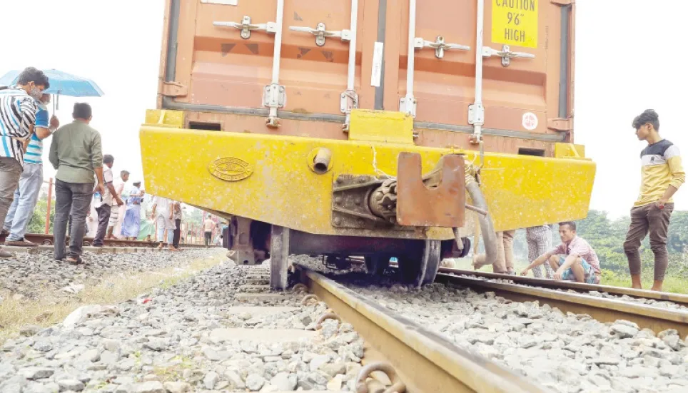 Freight train derailed at Moghbazar 
