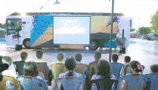 Mobile cinema allows residents to watch movies on big screen in Gaza 