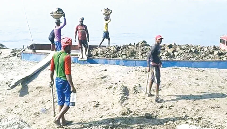 Unabated soil lifting puts Barishal city protection embankment at risk 