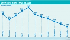 Remittance inflow slips to 18-month low 