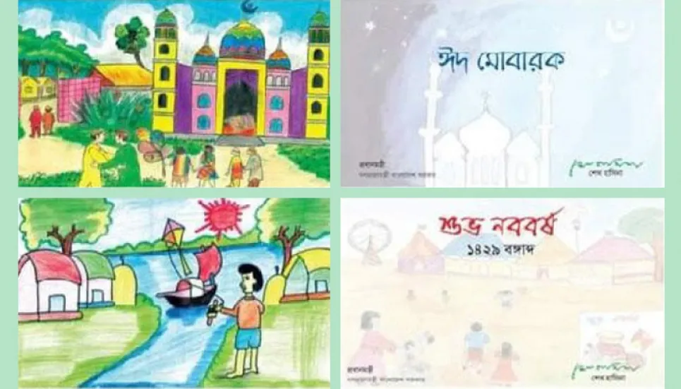 Handicapped children’s artworks on PM’s greeting cards 