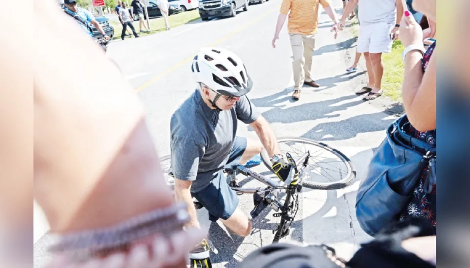 President Biden falls from bicycle but unhurt