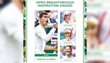 Carlos Alcaraz wins the Oppo breakthrough inspiration award at Wimbledon 2022 