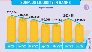 Excess liquidity falls amid lingering forex crisis 