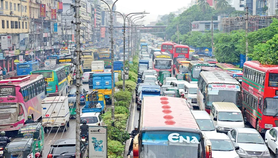 Commuters suffer on gridlocked Dhaka roads after rains