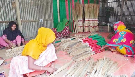 Flower broom trade benefits Tangail char people 