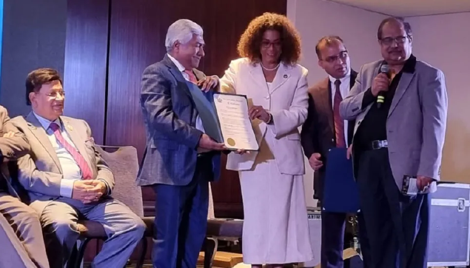NY State Assembly confers honour to FBCCI president 