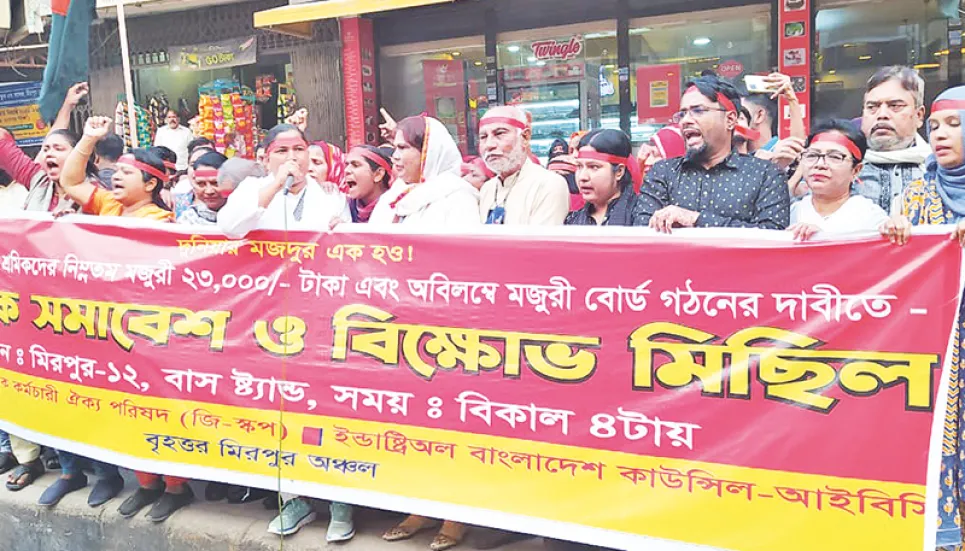 Apparel workers demand Tk23,000 as minimum wage