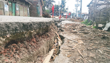 River erosion threatens Barguna town protection embankment