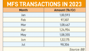 MFS transactions fall 25% in July