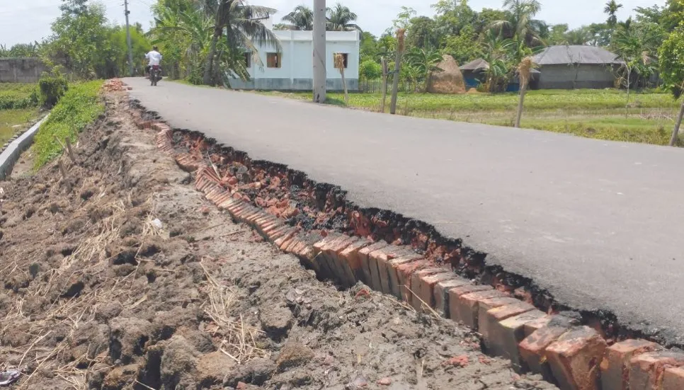 Road damaged one month after construction