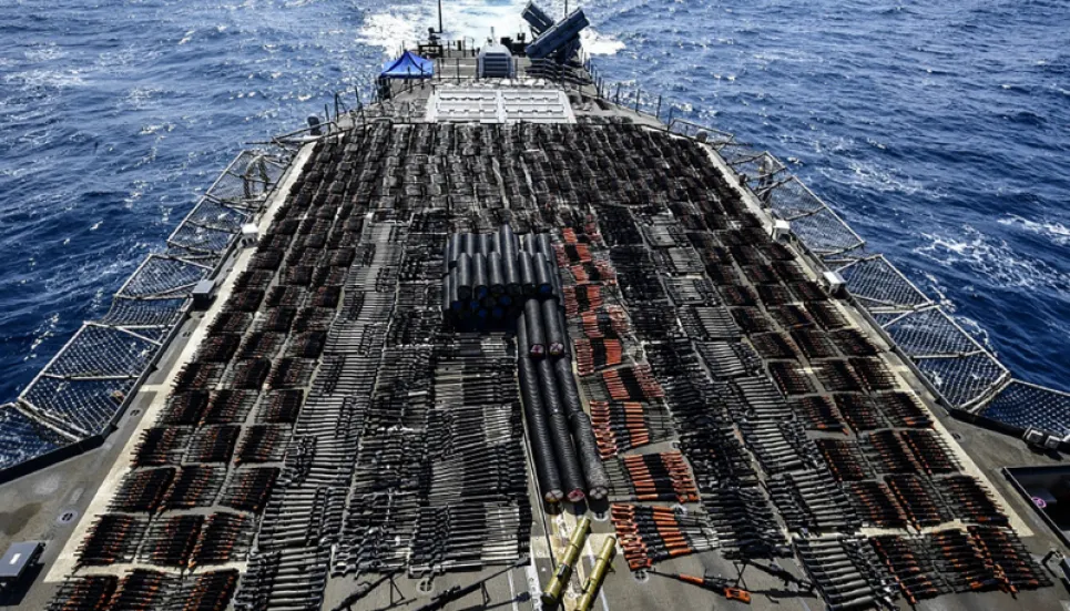 US Navy says seizes huge cache of weapons in Arabian Sea