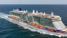 Britain's largest cruise ship 'Iona' anchors in Southampton