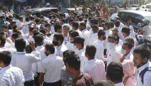 Dhaka College students demand half-fare bus ride in the city