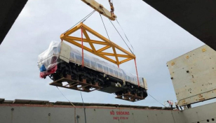 8 compartments, 4 engines of metro rail reach Mongla port from Japan