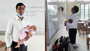 Photos of teacher with student’s baby on lap at classroom go viral