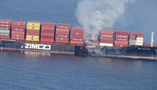 Container ship fire off British Columbia smouldering