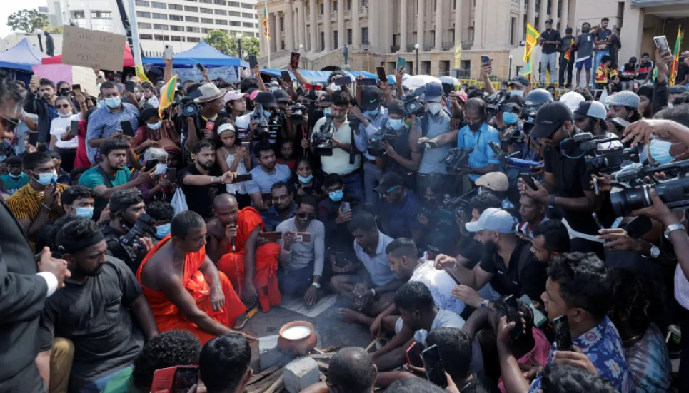 Thousands of Sri Lankans celebrate New Year at anti-government protest site