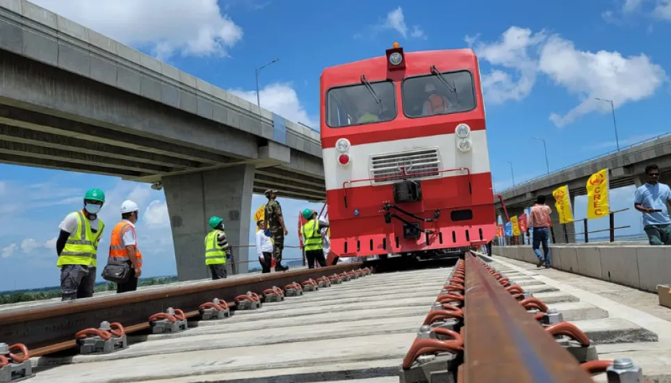 Installation of railway track on Padma Bridge starts