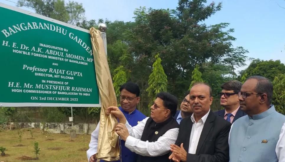 Momen inaugurates ‘Bangabandhu Corner’, ‘Bangabandhu garden’ in Assam