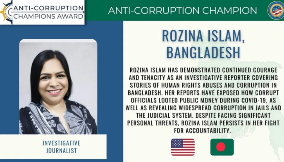 US Embassy in Dhaka congratulates journalist Rozina Islam