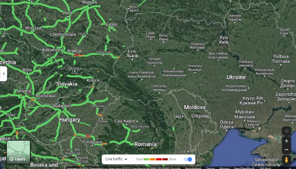 Google temporarily disables Google Maps live traffic data in Ukraine