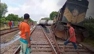 Freight train derails in Kushtia