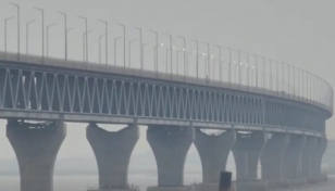 Experimental lights lit on Padma Bridge