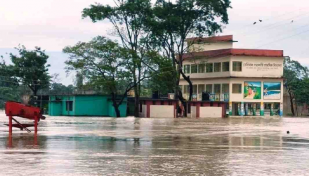 Flood snaps rail link in Netrakona 