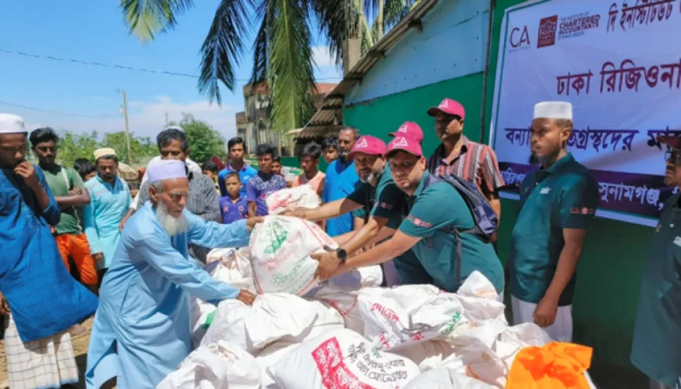 ICAB distributes relief materials among flood victims in Sunamganj