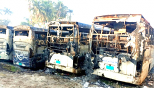 12 buses set on fire in Faridpur