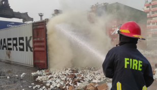 Container fire at Kamalapur rail station under control