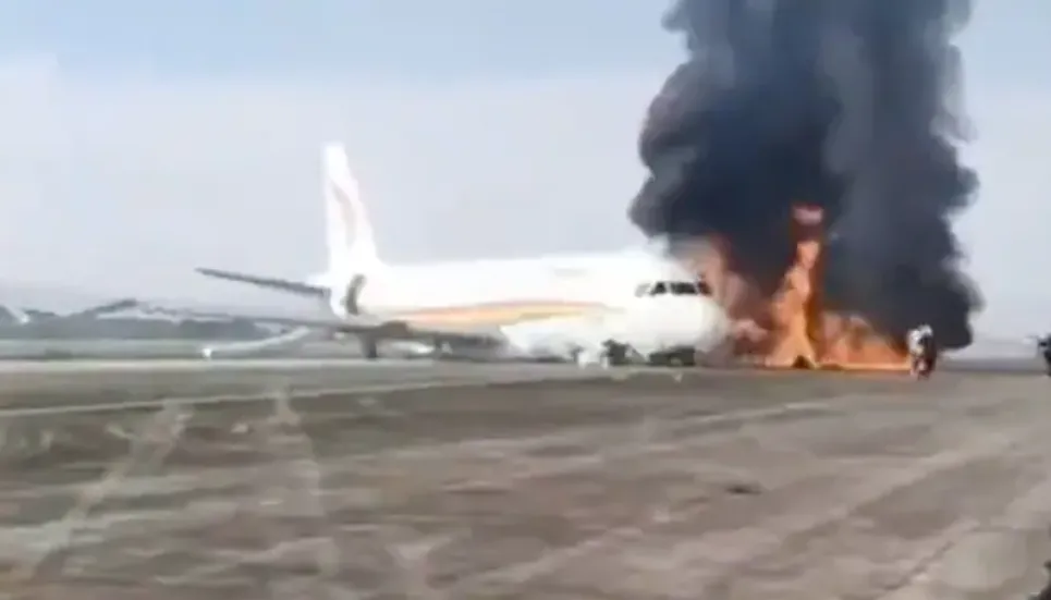 Tibet Airlines passenger jet catches fire