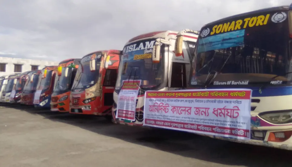 Indefinite bus strike underway on Barguna-Dhaka route