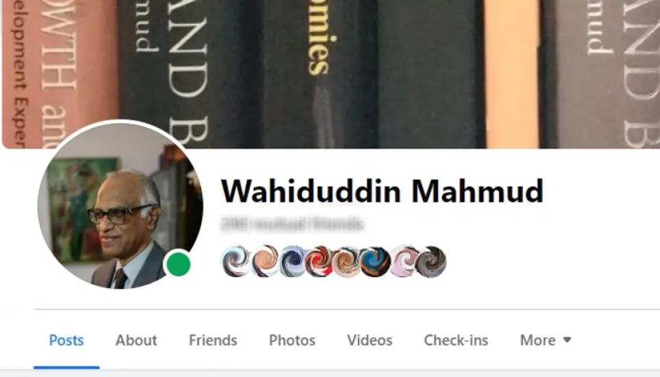 Economist Wahiduddin Mahmud's Facebook account hacked