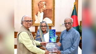 FOSWAL Literary Award to Bangabandhu handed over to PM