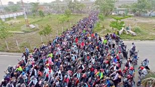 Motorcycles throng at Mawa end of Padma Bridge