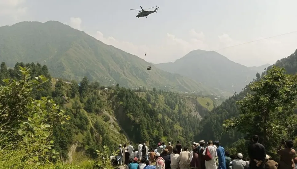 First child rescued from dangling cable car in Pakistan