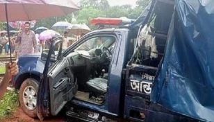 3 constables killed as train hit police van in Sitakunda