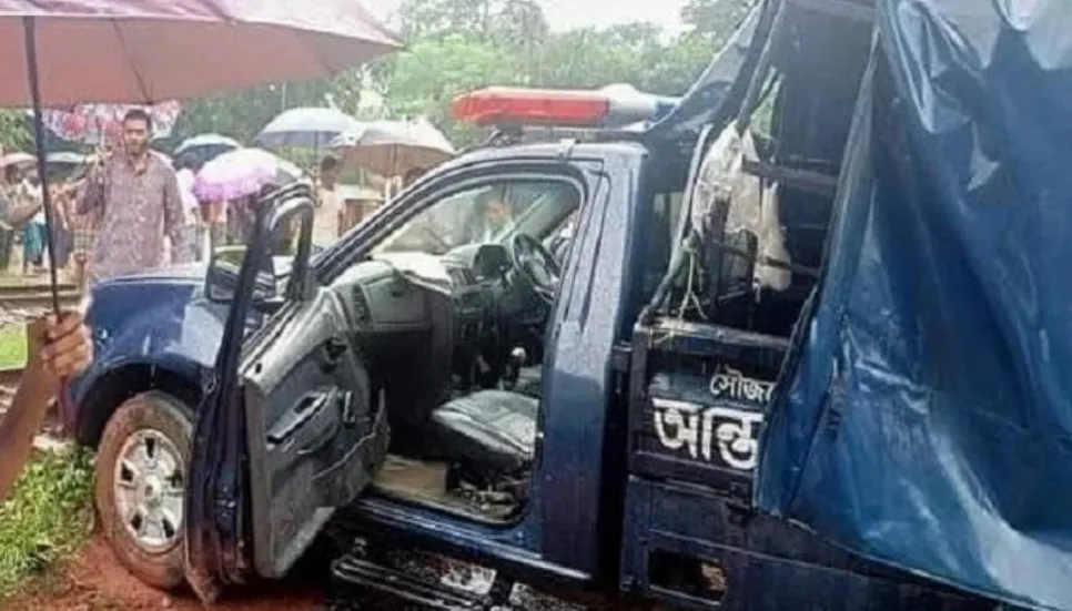 3 constables killed as train hit police van in Sitakunda