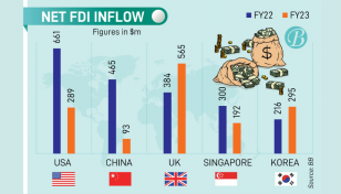 Drastic fall in net FDI inflow from US in FY23