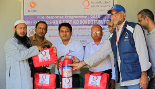 Qatar Charity provides fire safety equipment to Rohingya camps